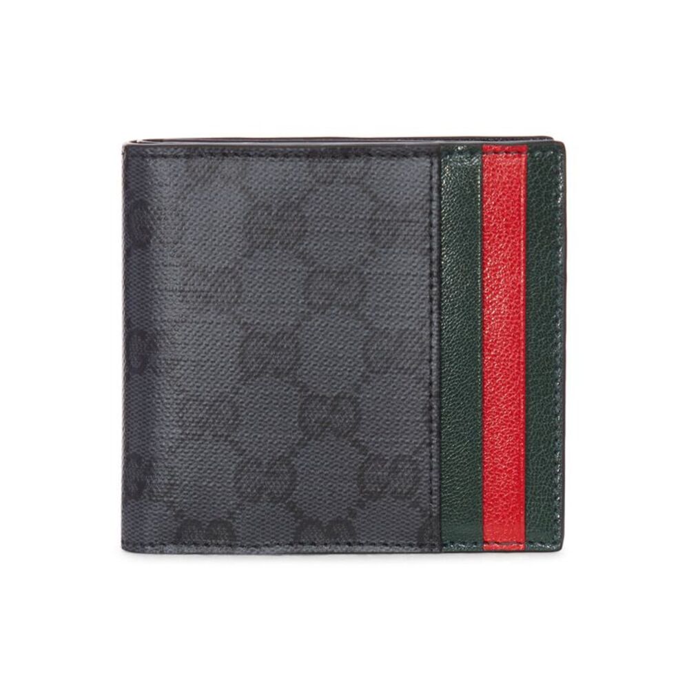 Gucci Men Bi-Fold Wallet With Card Slot And Web Ribbon